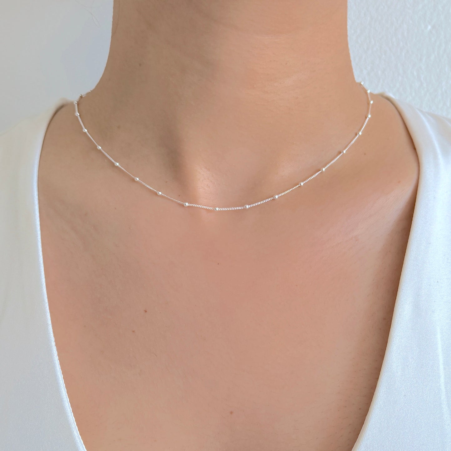 925 Sterling Silver Women 1.5mm Ball Bead Chain