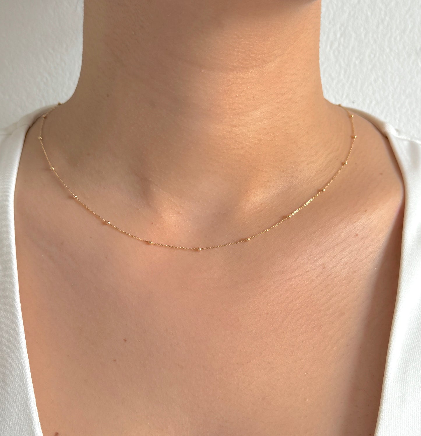 9ct Yellow Gold Women 1mm Round Ball Bead Chain