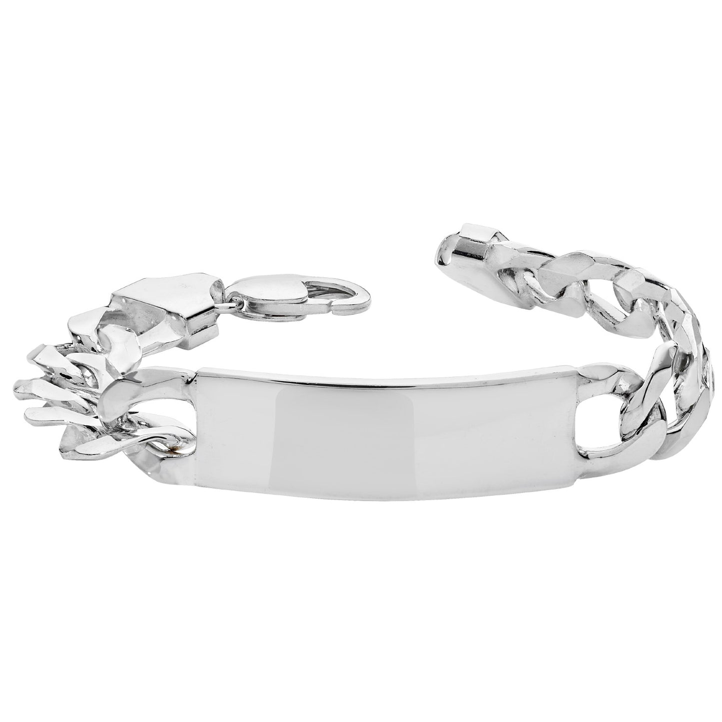 925 Sterling Silver Mens 12mm Curb ID Bracelet