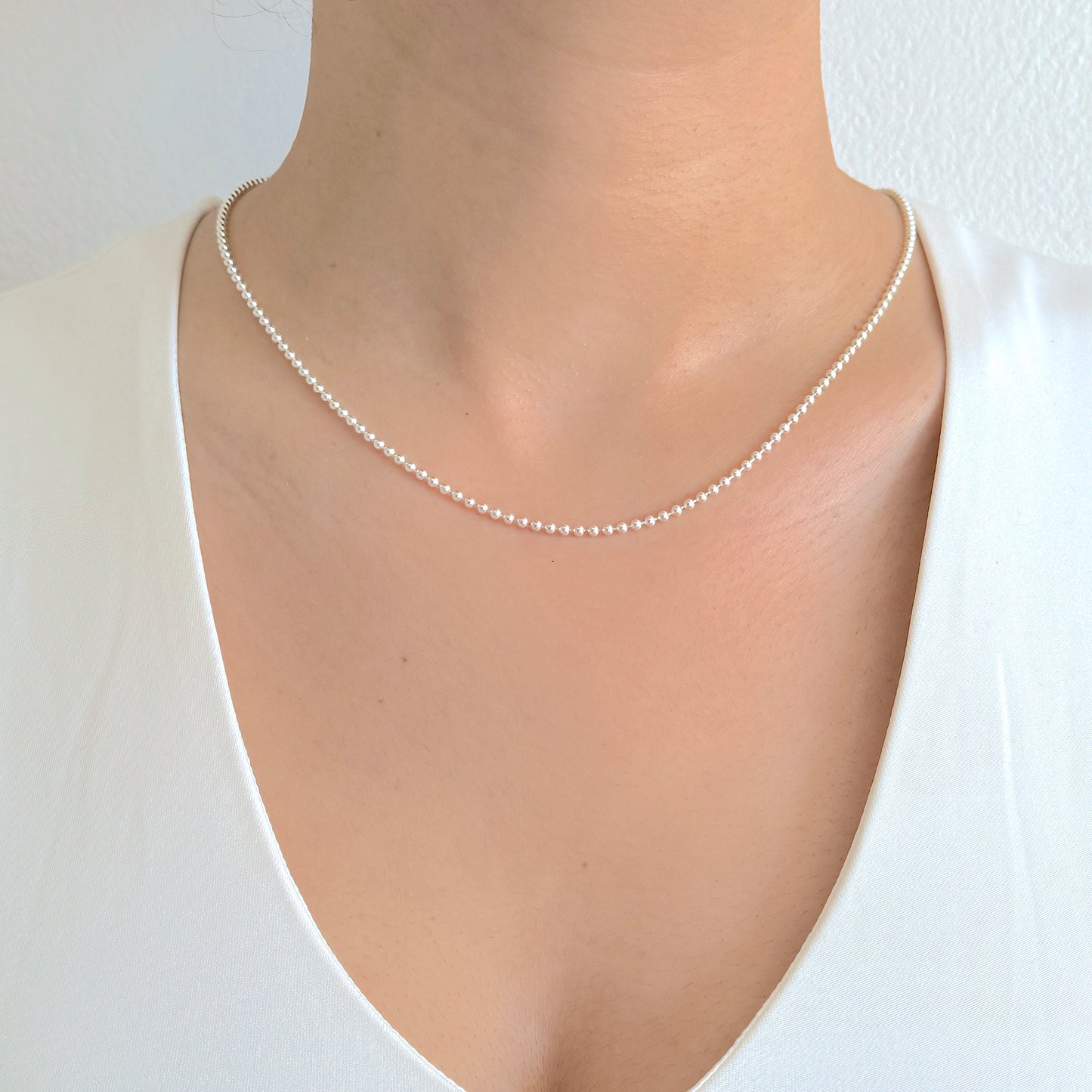 925 Sterling Silver Women 2mm Full Bead Chain