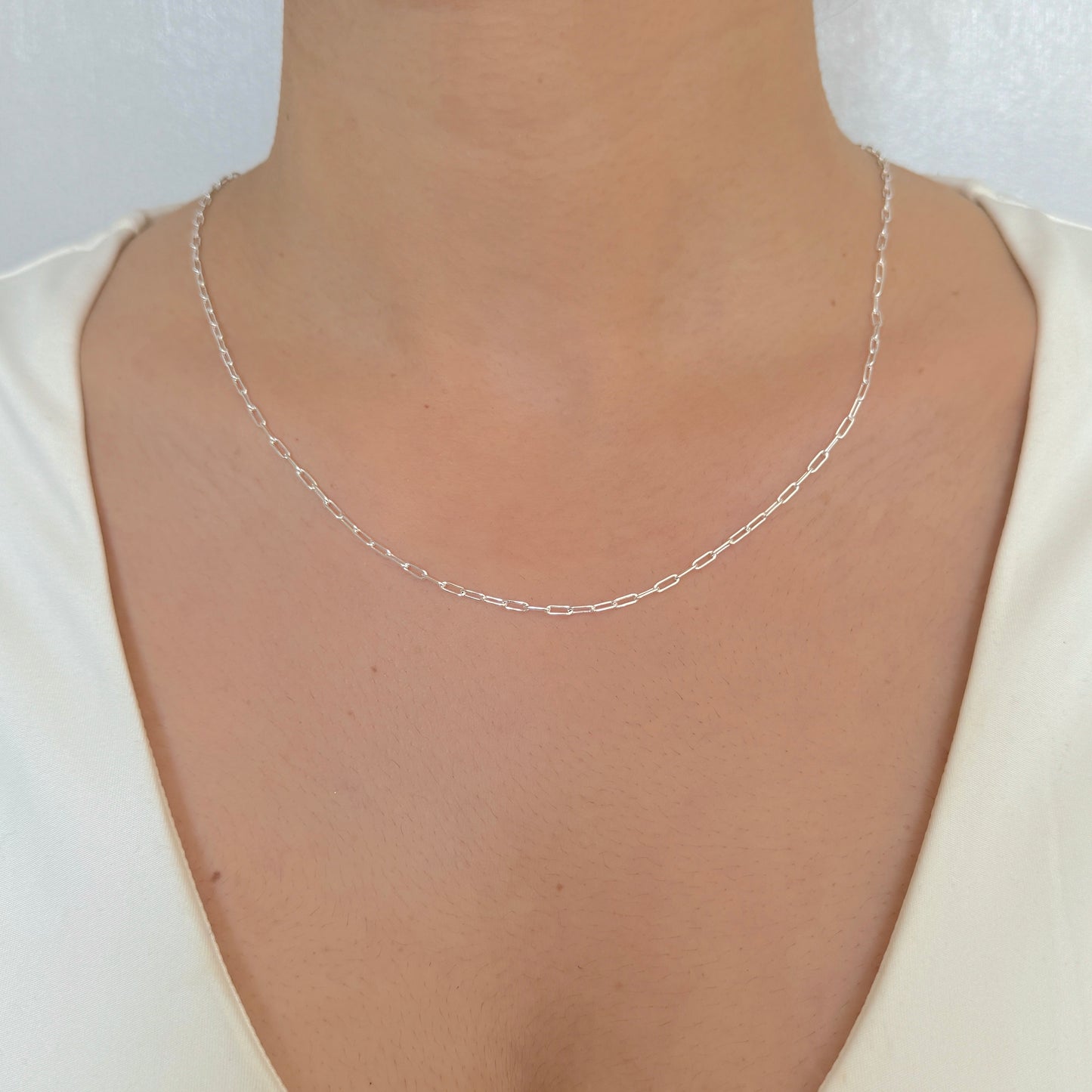 925 Sterling Silver Women 2mm Paperclip Chain