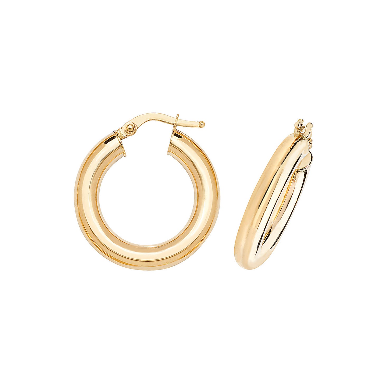 9ct Yellow Gold 4mm Thick Plain Hoop Earring 10mm 15mm 20mm 25mm 30mm
