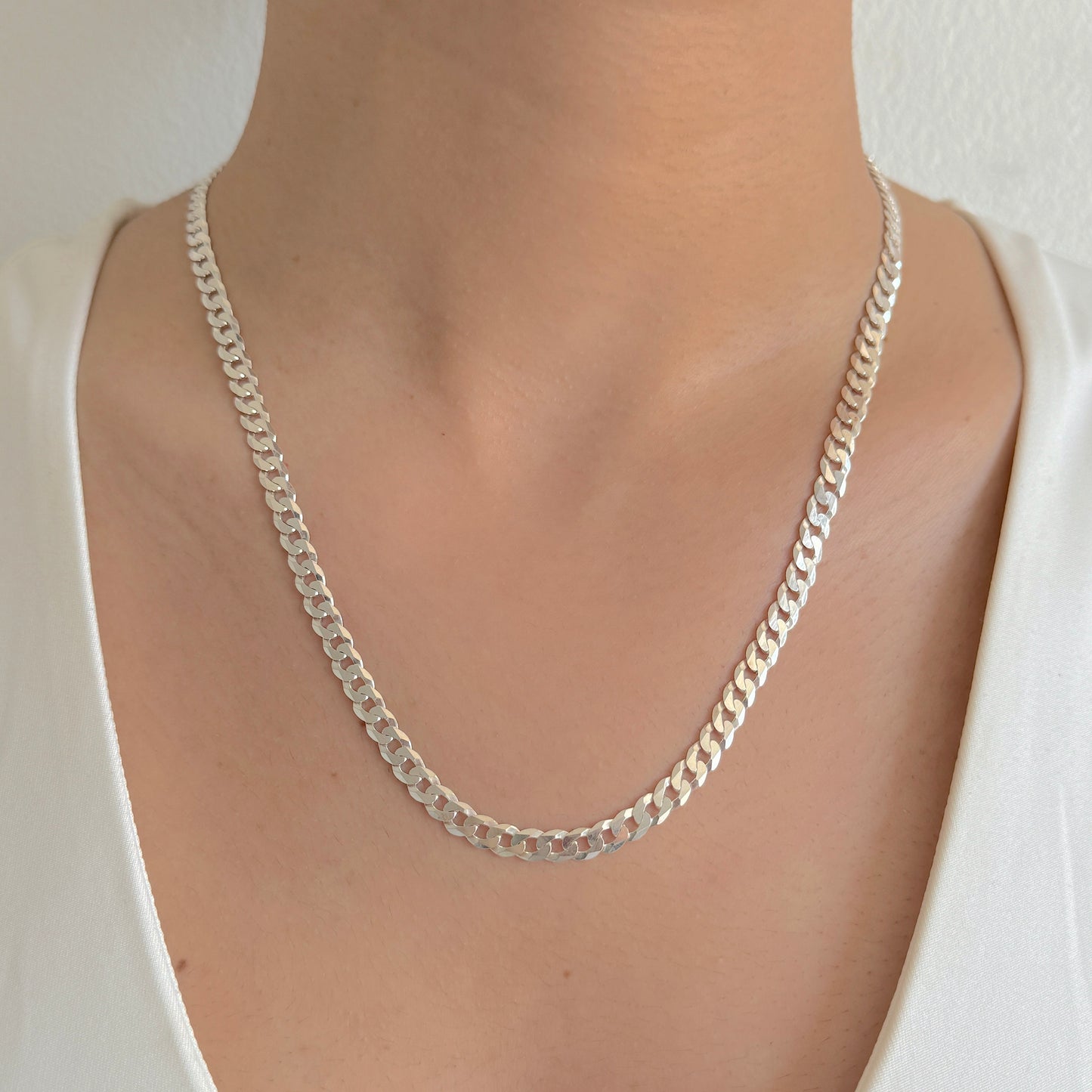 925 Sterling Silver Women 5.5mm Curb Chain