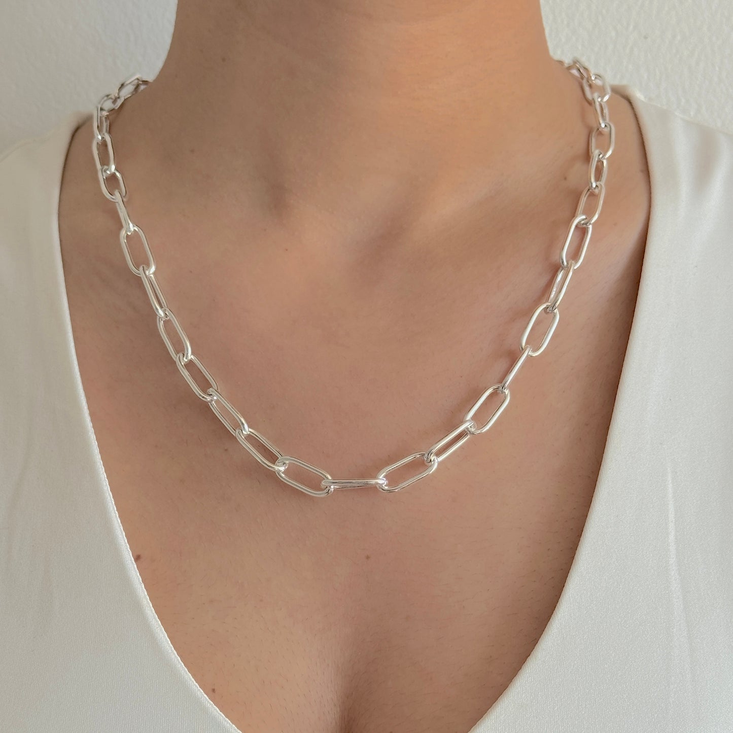 925 Sterling Silver 8mm Paperclip Chain
