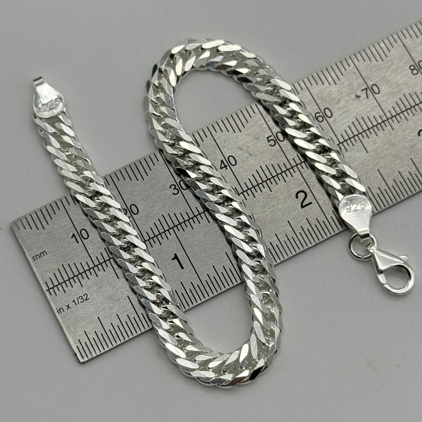 925 Sterling Silver 6mm Cuban Double Link Bracelet 8 Inch