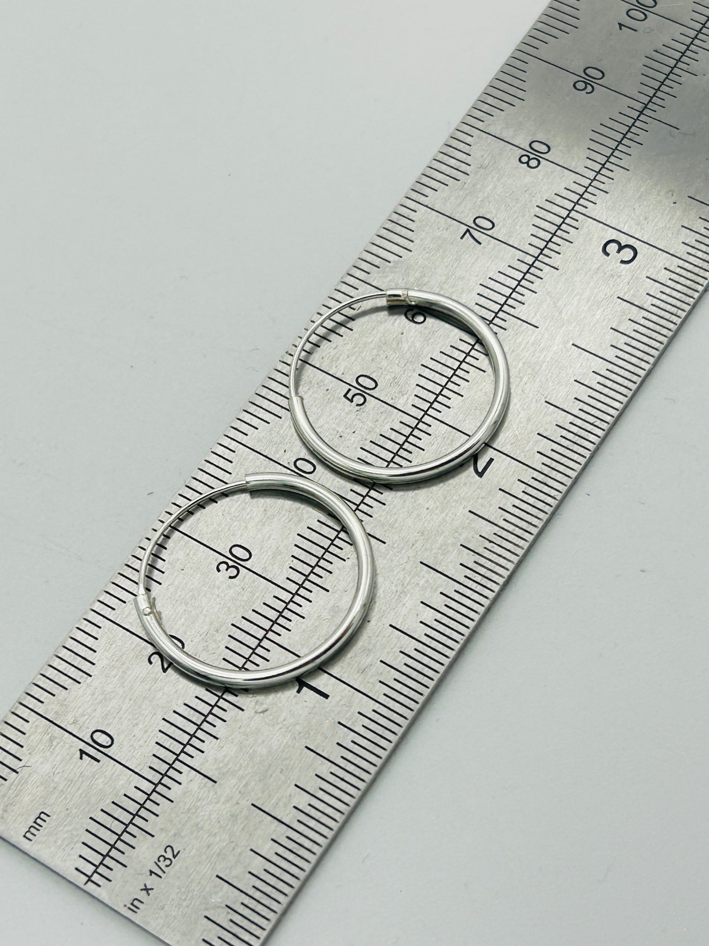 925 Sterling Silver 1.5mm Thick Plain Round Sleeper Earrings