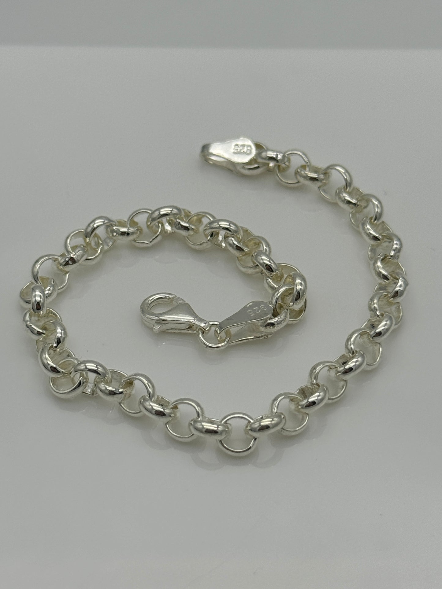 925 Sterling Silver 5mm Round Belcher Bracelet 8 INCH
