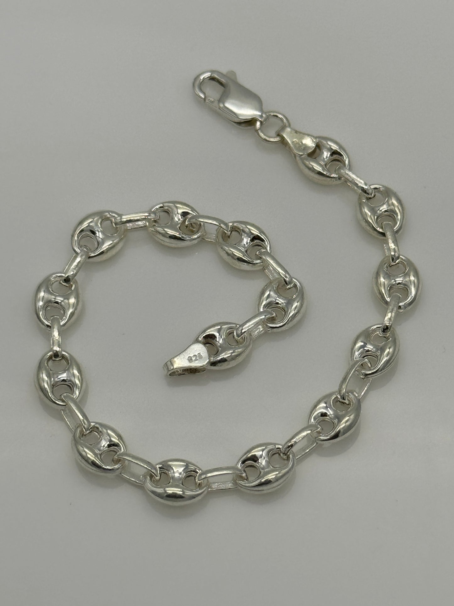 925 Sterling Silver 5mm Coffee Beans Bracelet 8 INCH