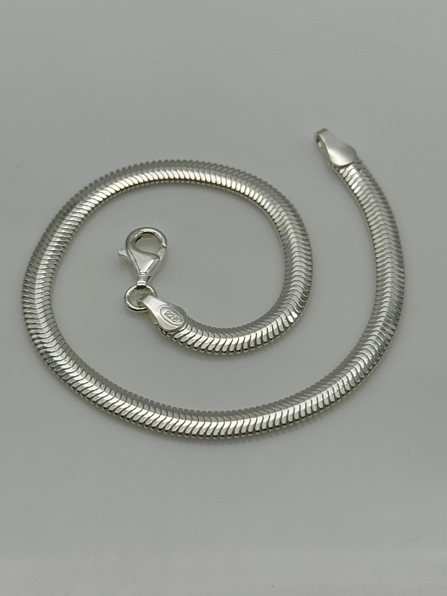 925 Sterling Silver 5mm Herringbone Snake Bracelet 8 INCH