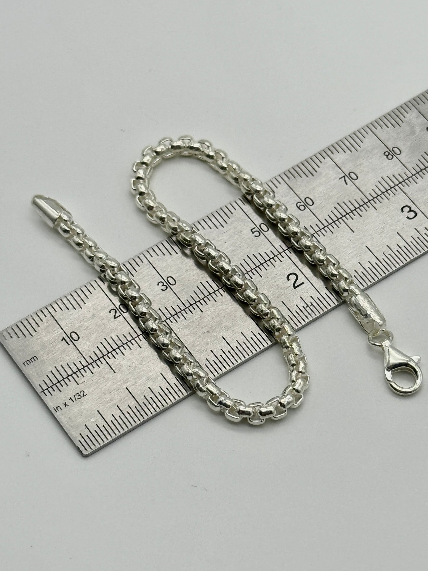 925 Sterling Silver 6mm Round Box Bracelet 8 Inch