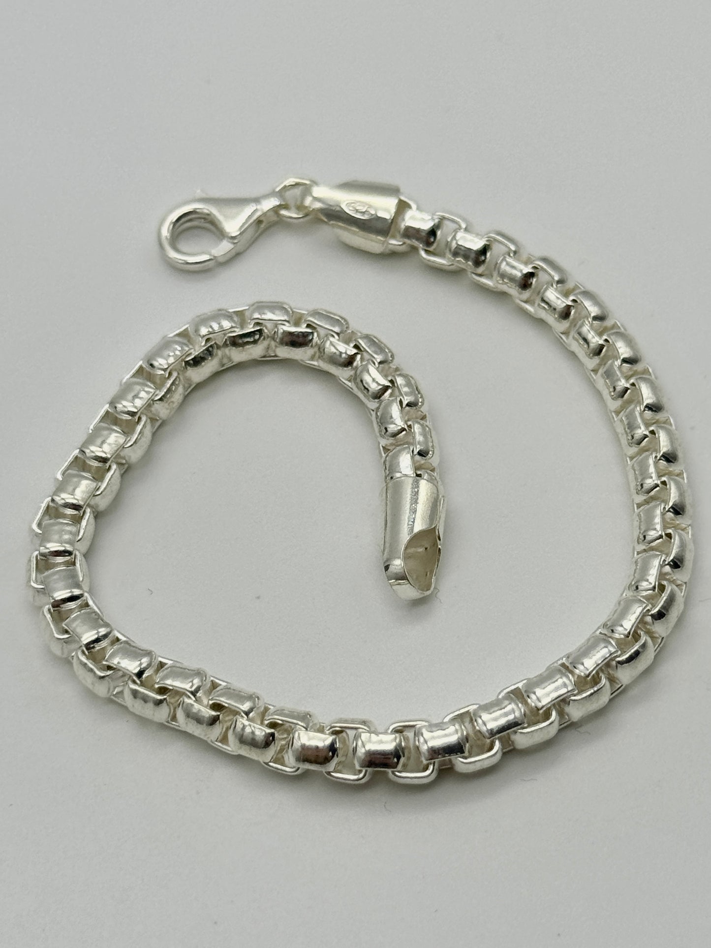 925 Sterling Silver 6mm Round Box Bracelet 8 Inch