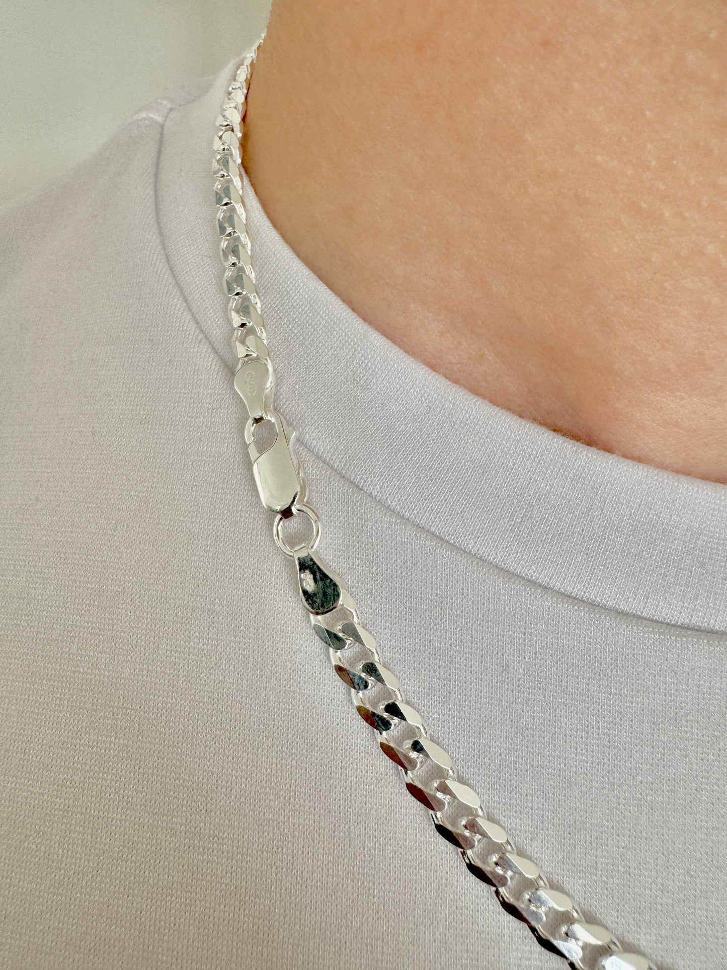 925 Sterling Silver Men 5mm Curb Chain