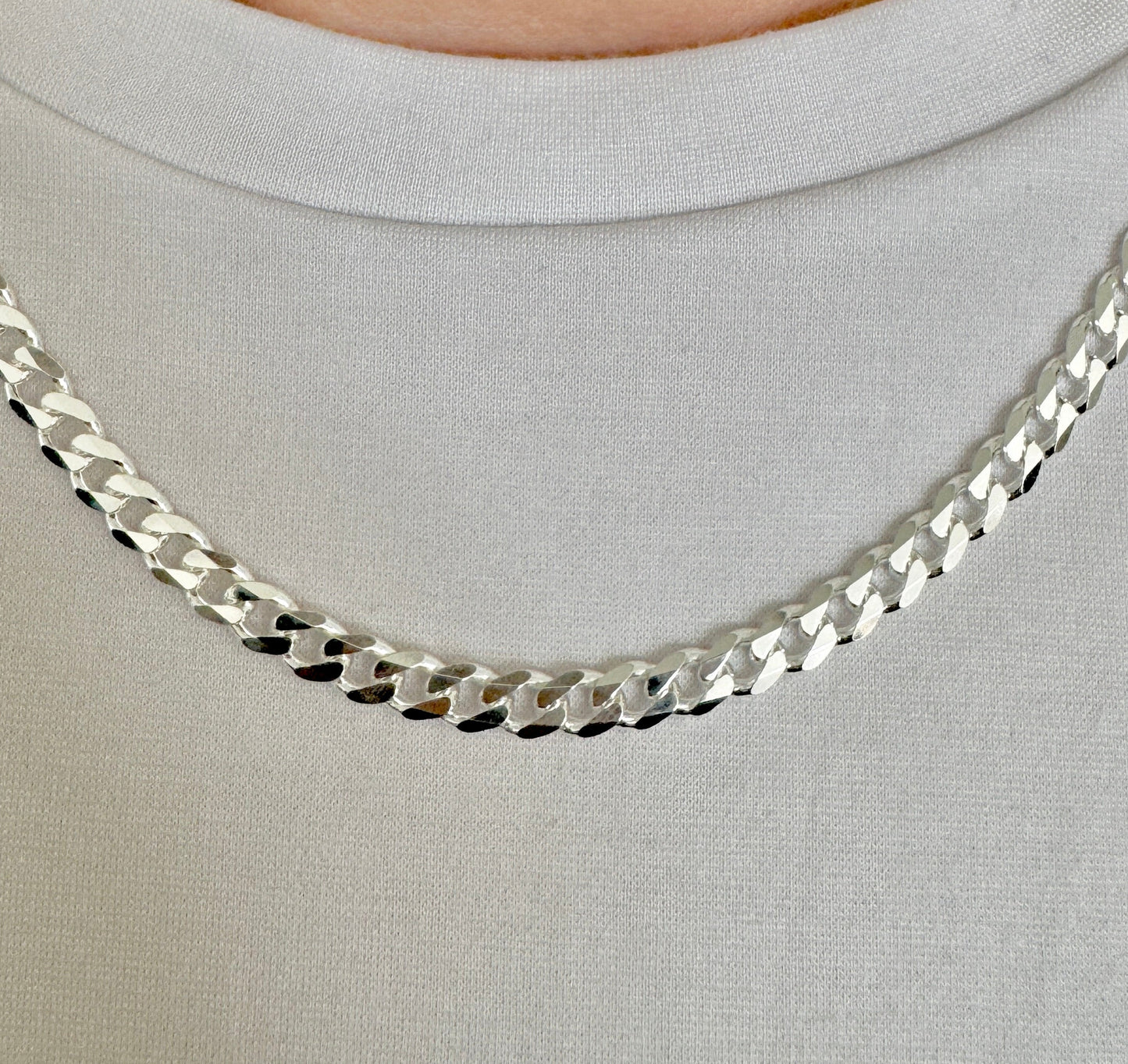 925 Sterling Silver Men 5mm Curb Chain