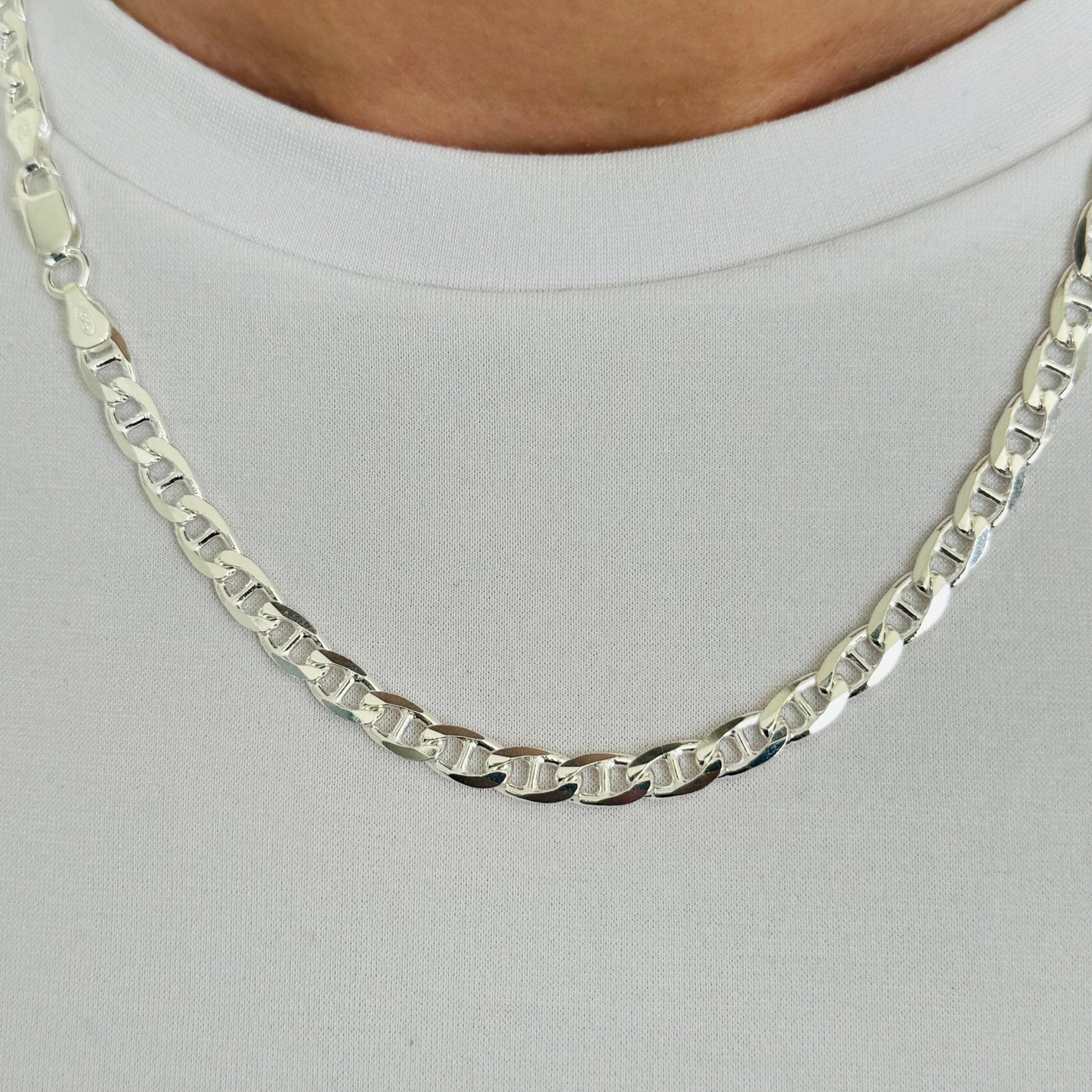 925 Sterling Silver Men 5mm Anchor Heavy Chain