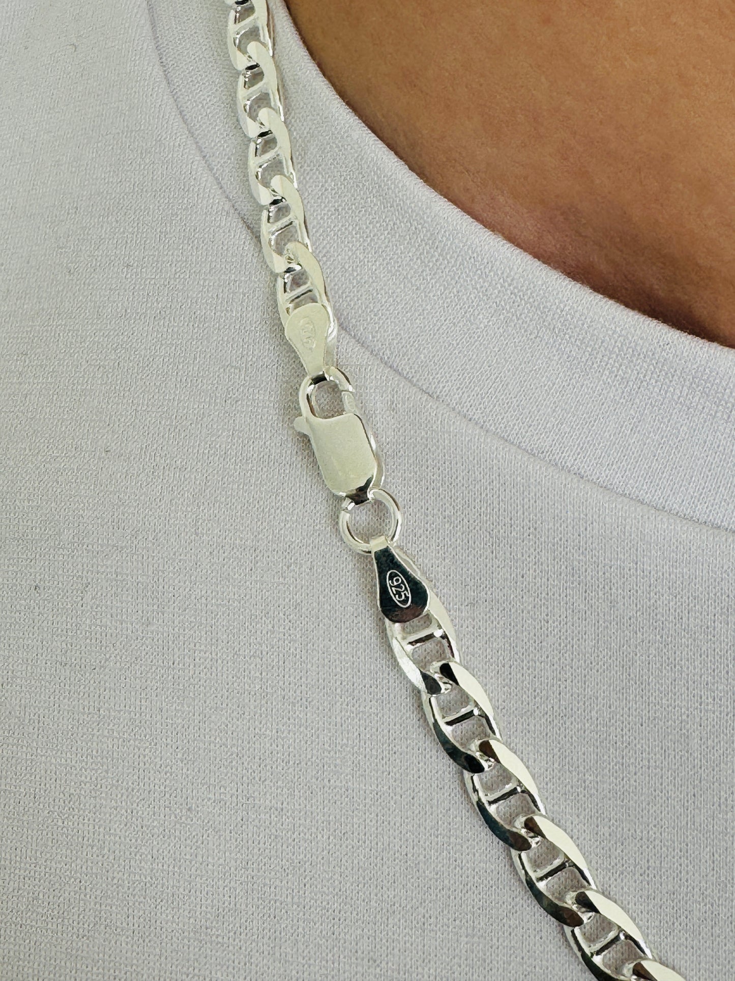 925 Sterling Silver Men 5mm Anchor Heavy Chain