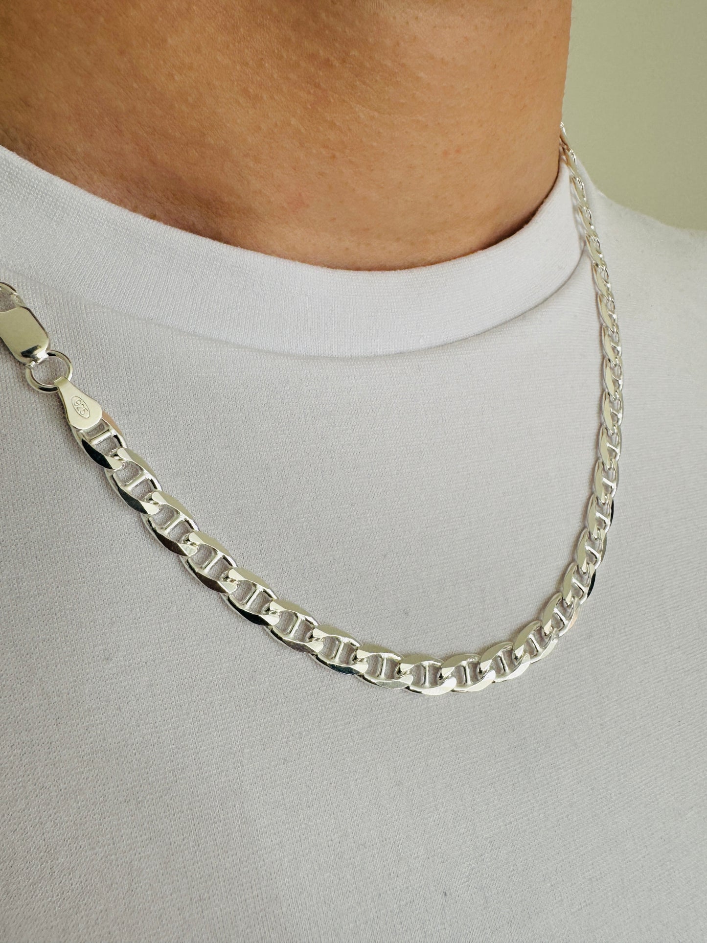 925 Sterling Silver Men 5mm Anchor Heavy Chain