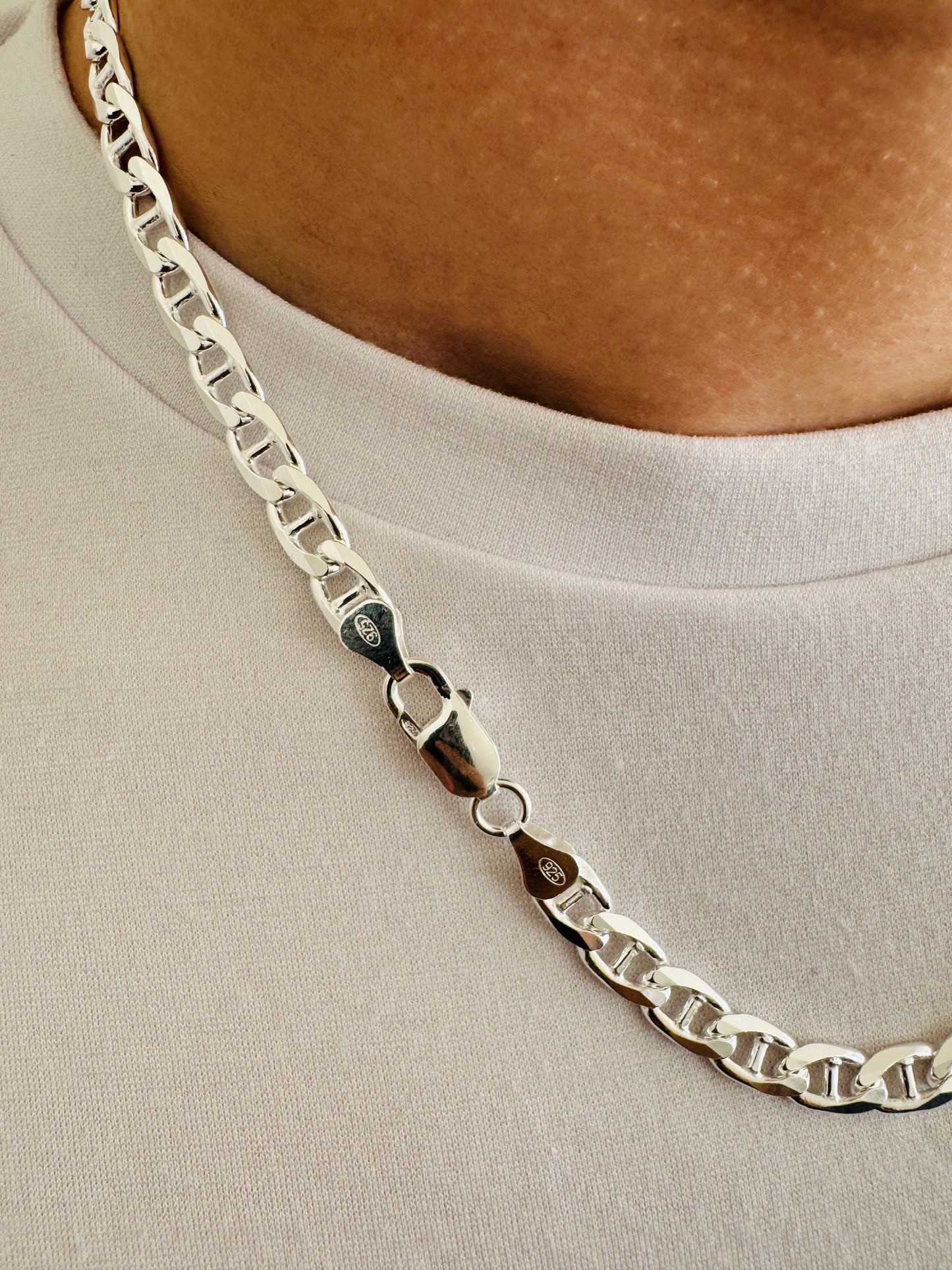 925 Sterling Silver Men 6mm Anchor Marine Chain