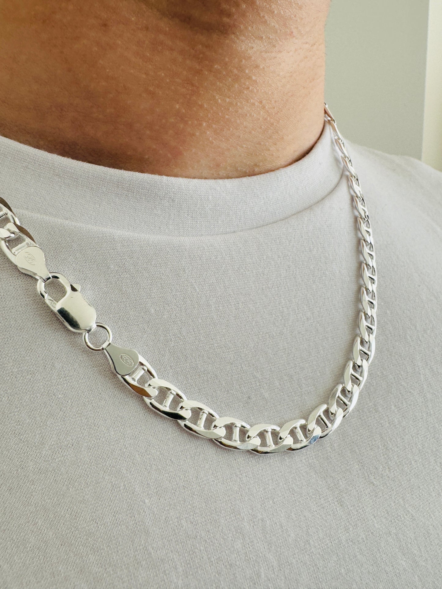 925 Sterling Silver Men 6mm Anchor Marine Chain