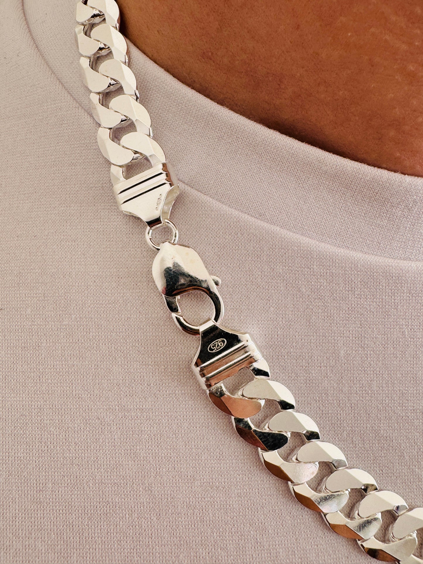 925 Sterling Silver Mens 12mm Heavy Curb Chain