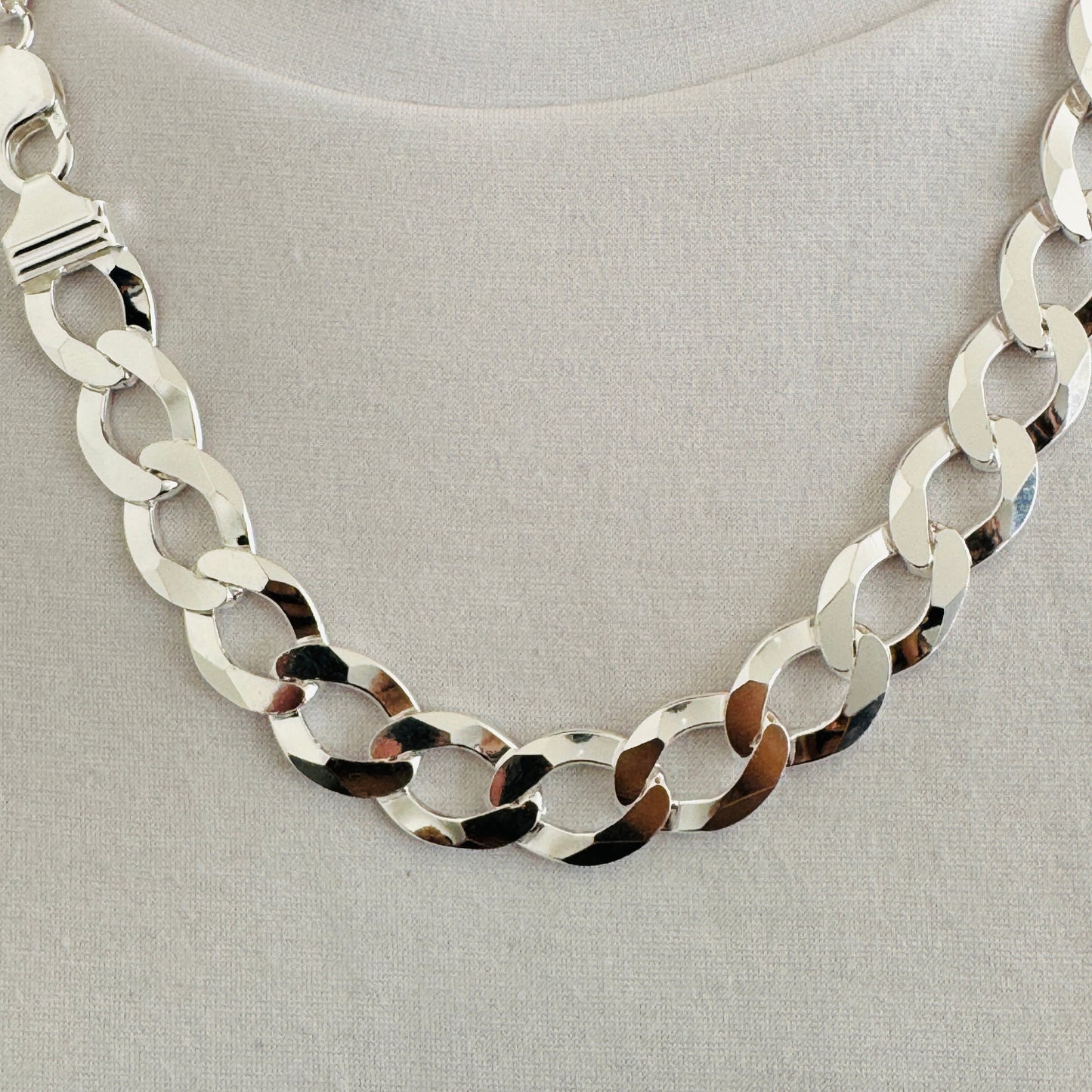 925 Sterling Silver Men 14mm Heavy Curb Chain