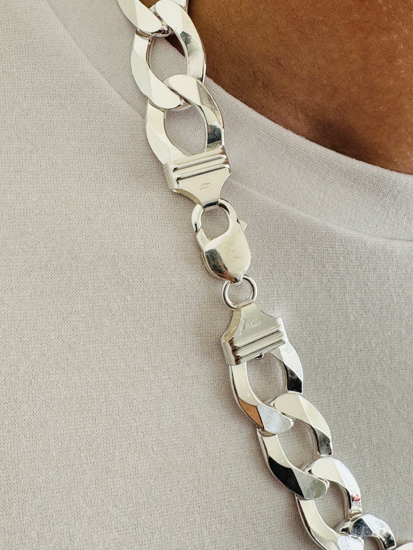 925 Sterling Silver Mens 16mm Heavy Open Curb Chain