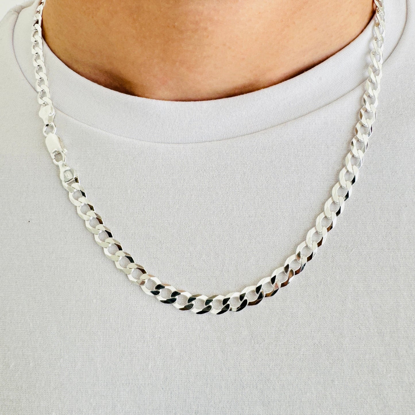 925 Sterling Silver 7mm Flat Open Curb Chain