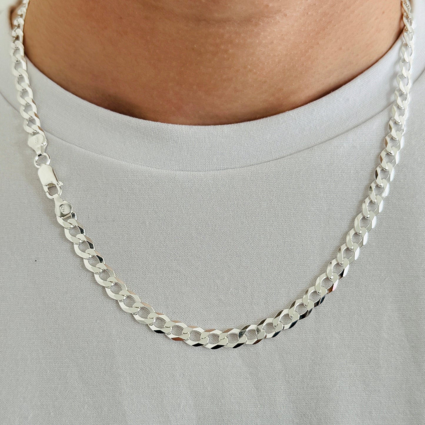 925 Sterling Silver 7mm Flat Open Curb Chain