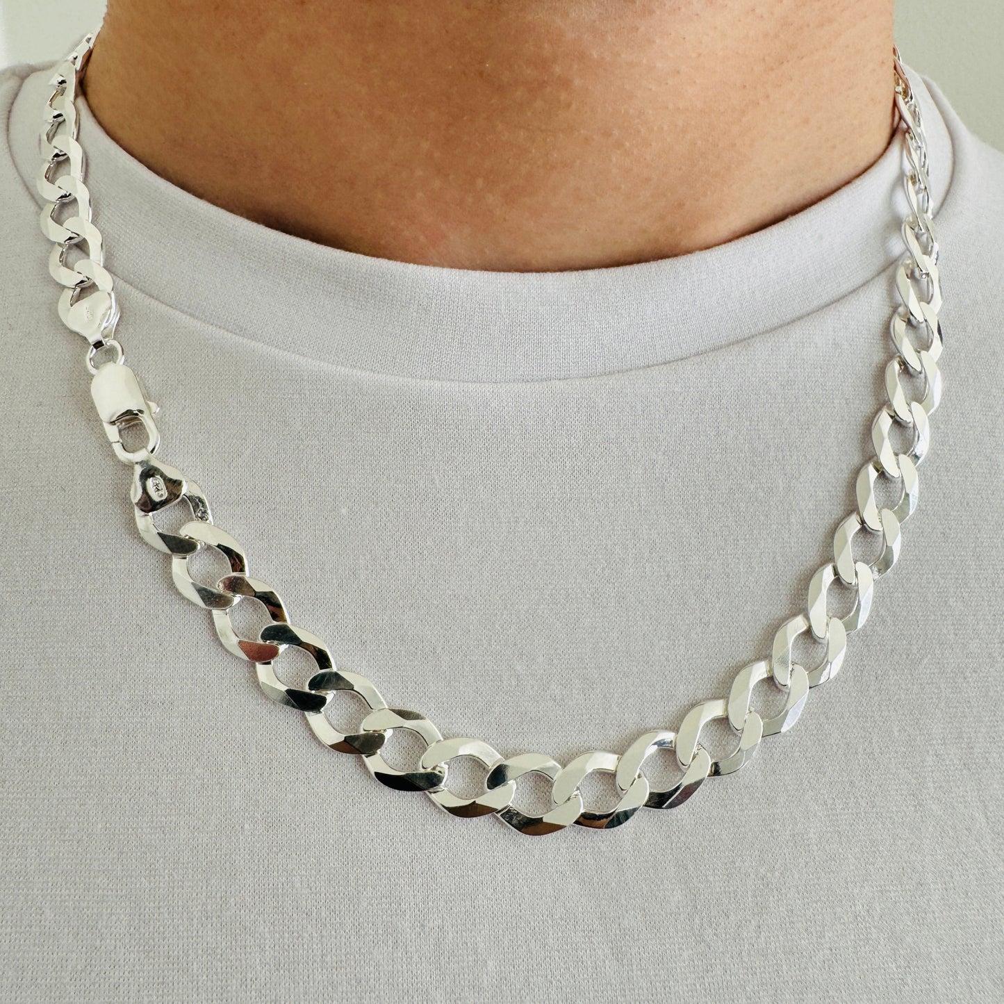 925 Sterling Silver Mens 10mm Curb Chain