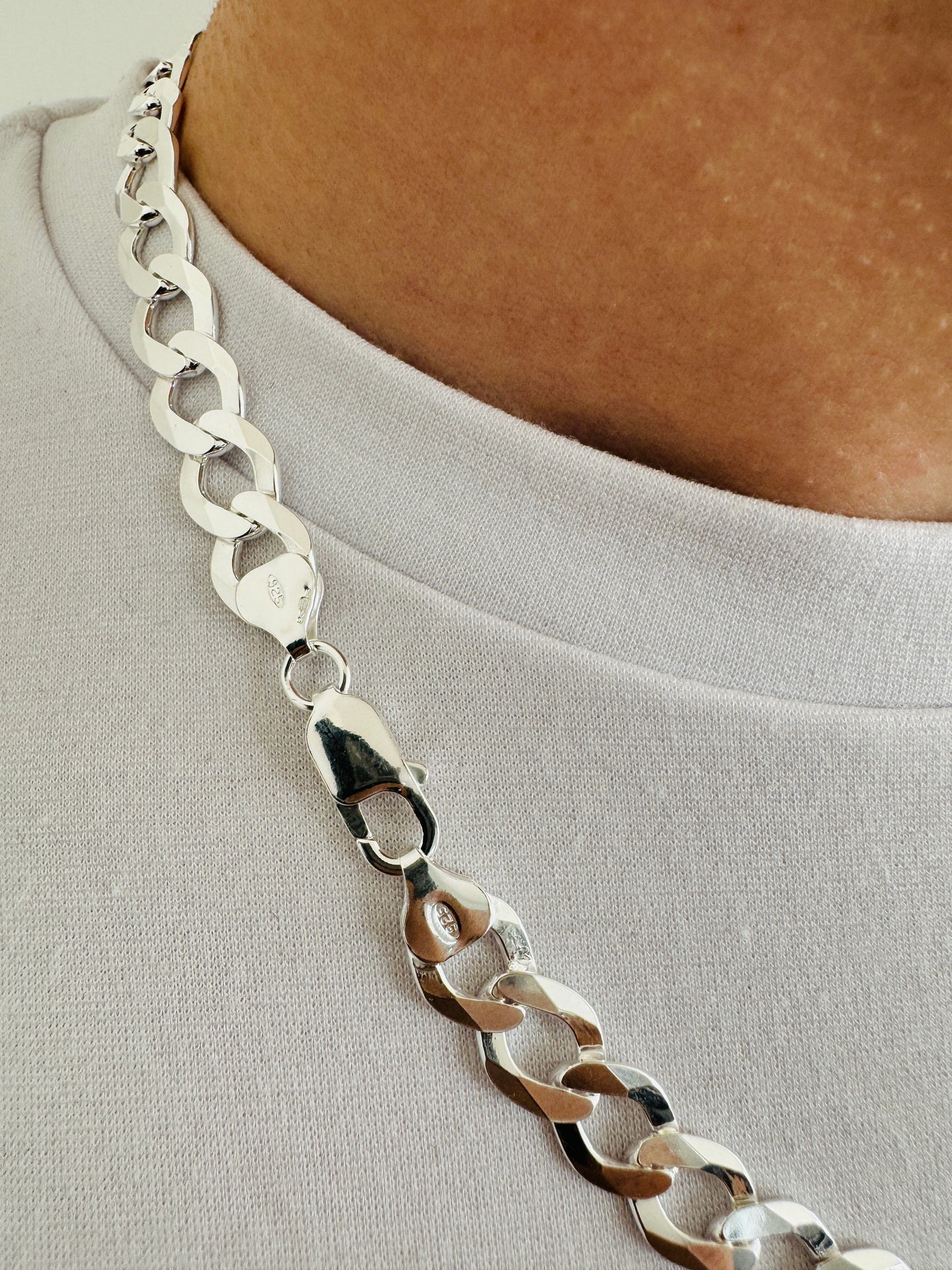 925 Sterling Silver Mens 10mm Curb Chain
