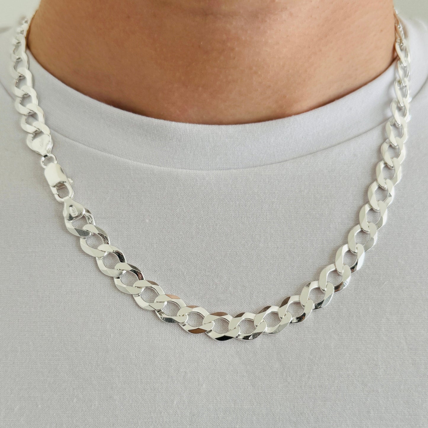 925 Sterling Silver Mens 10mm Curb Chain