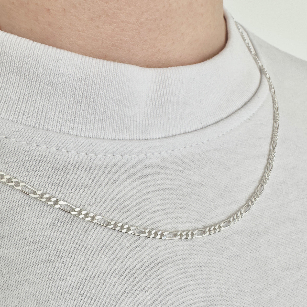 925 Sterling Silver 2mm Fine Figaro Chain