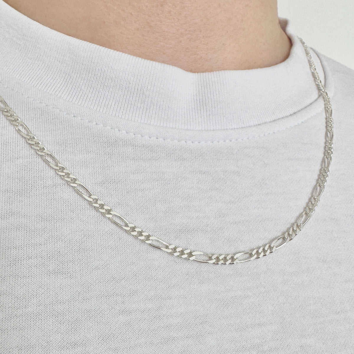 925 Sterling Silver 3mm Fine Figaro Chain