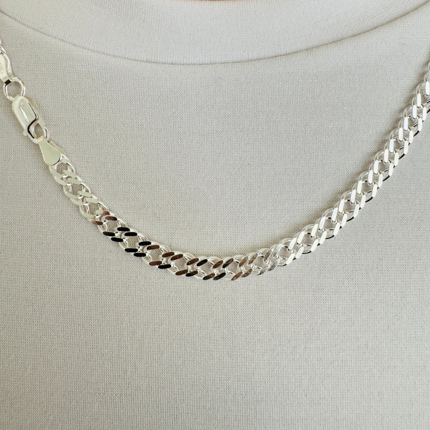 925 Sterling Silver Mens 5.5mm Double Curb Chain