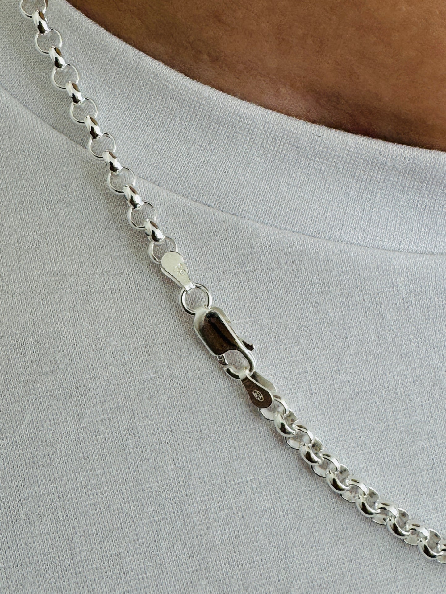 925 Sterling Silver Mens 4mm Round Belcher Chain