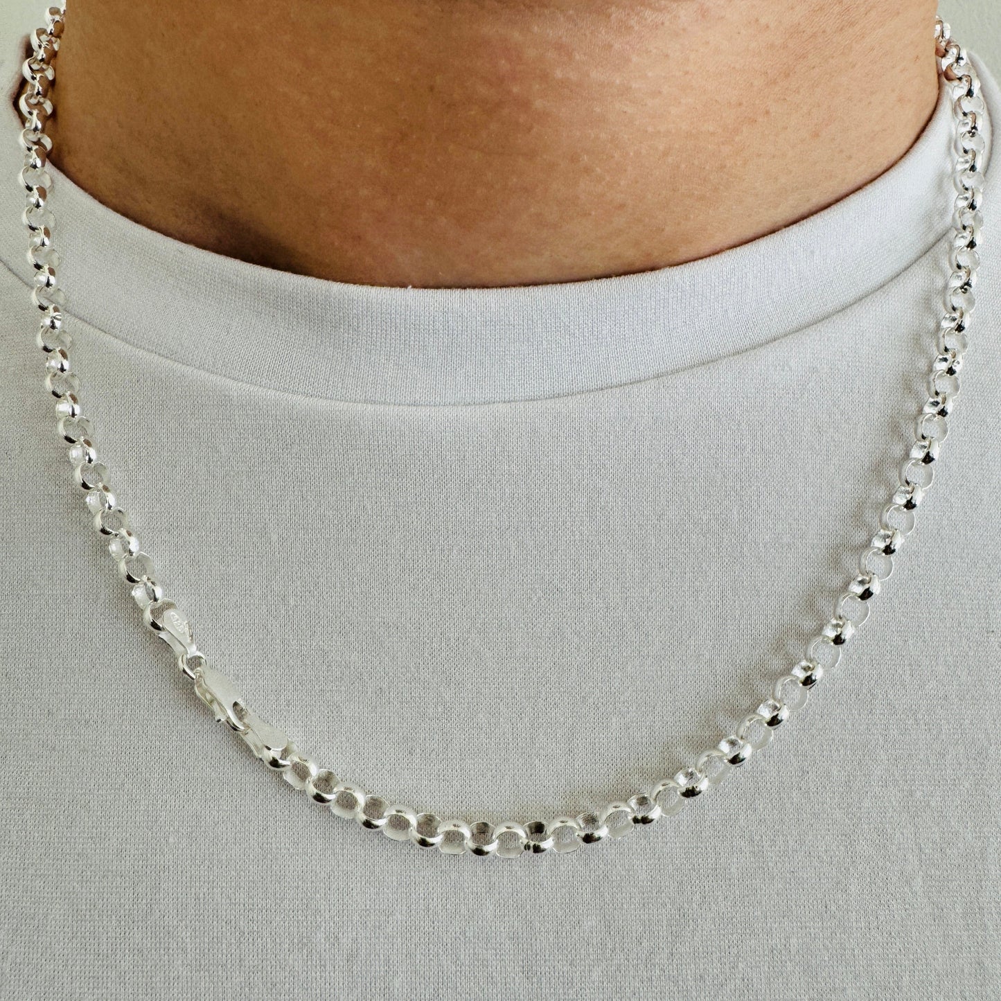 925 Sterling Silver Men 5mm Round Belcher Chain