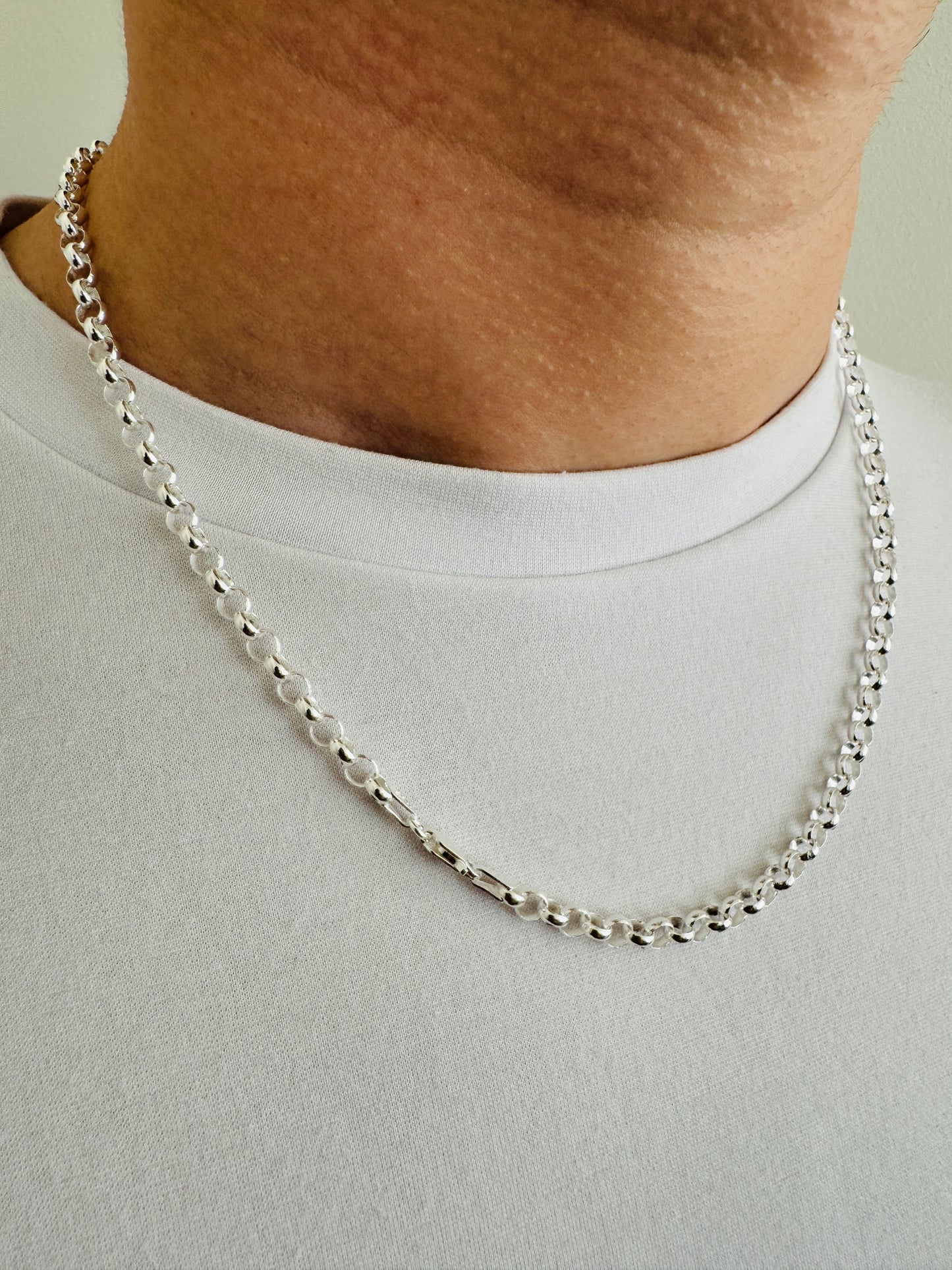 925 Sterling Silver Men 5mm Round Belcher Chain