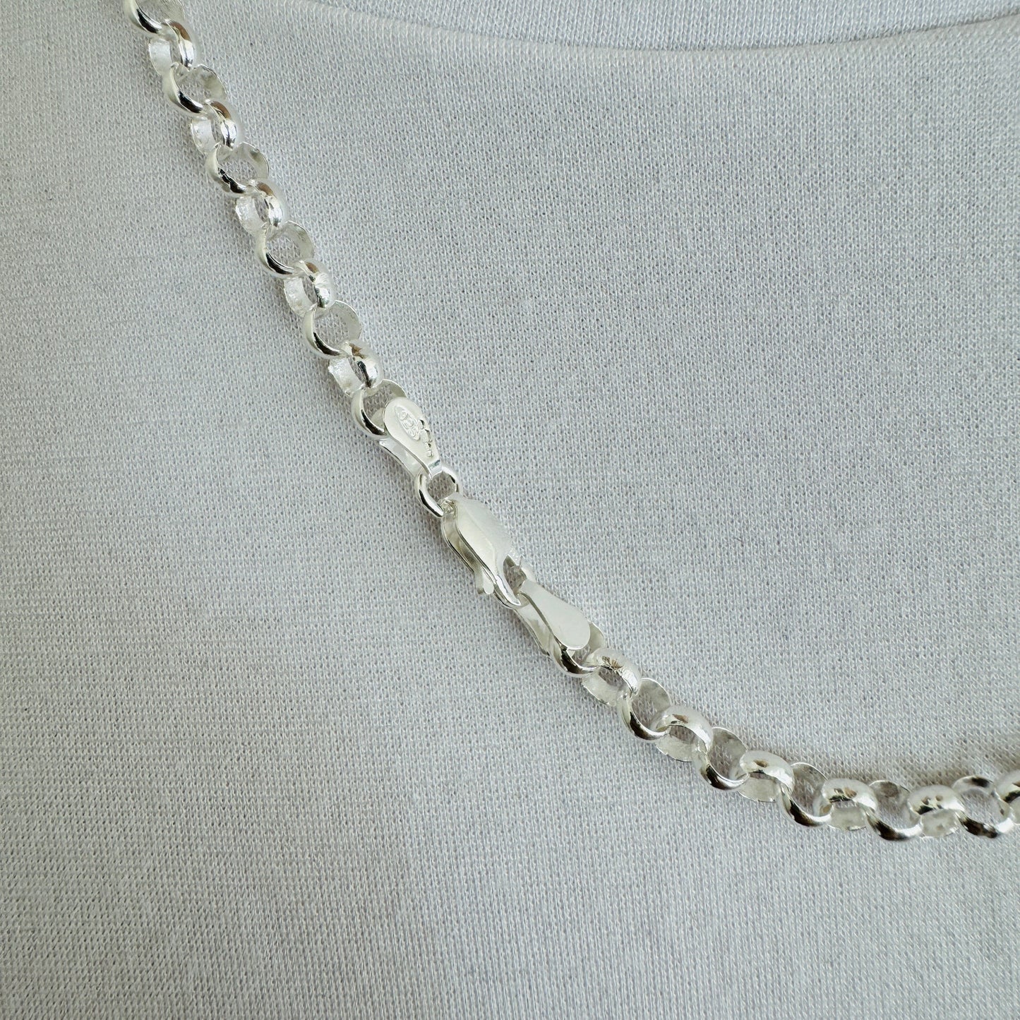 925 Sterling Silver Men 5mm Round Belcher Chain
