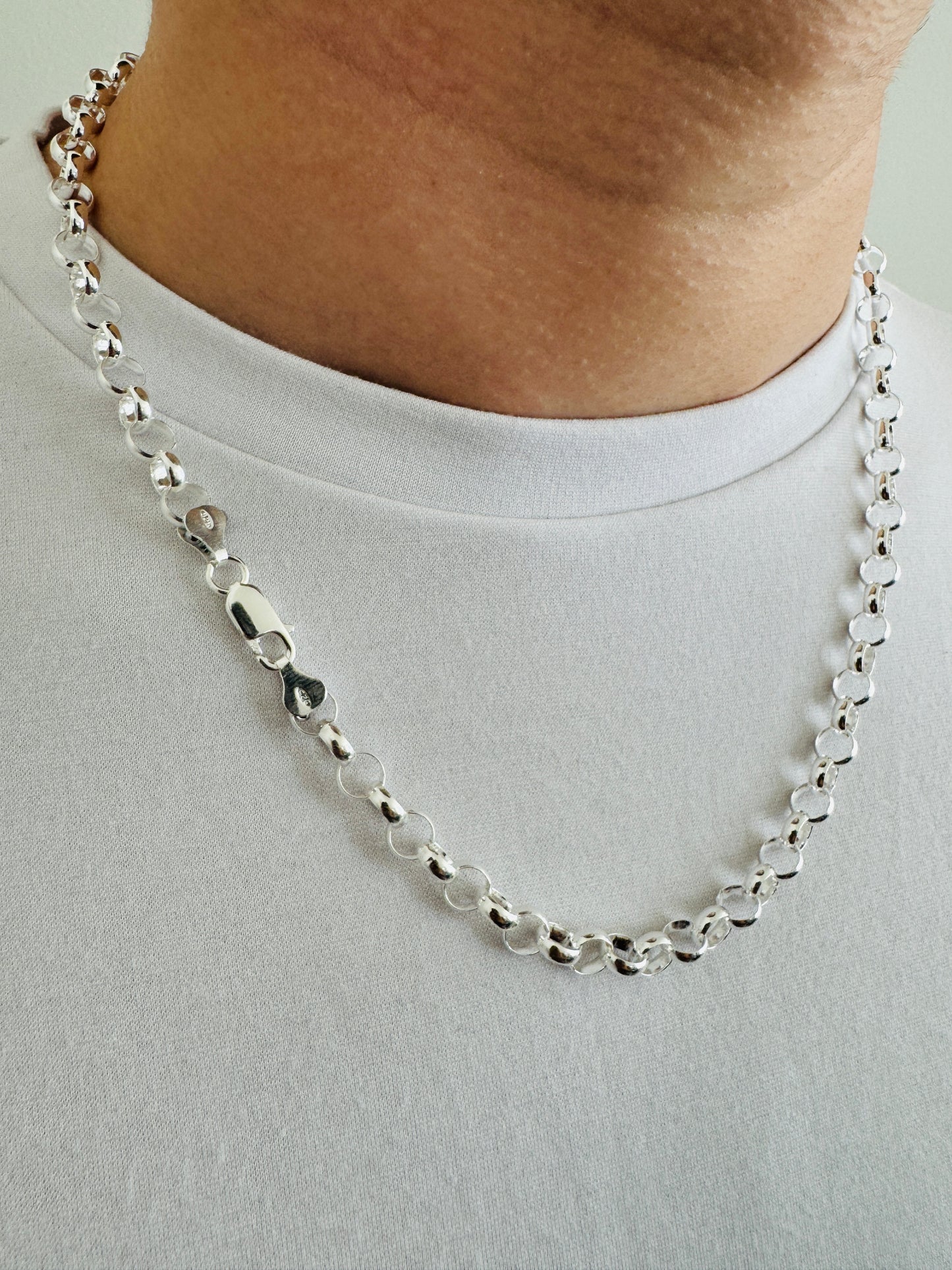 925 Sterling Silver 7mm Round Belcher Chain