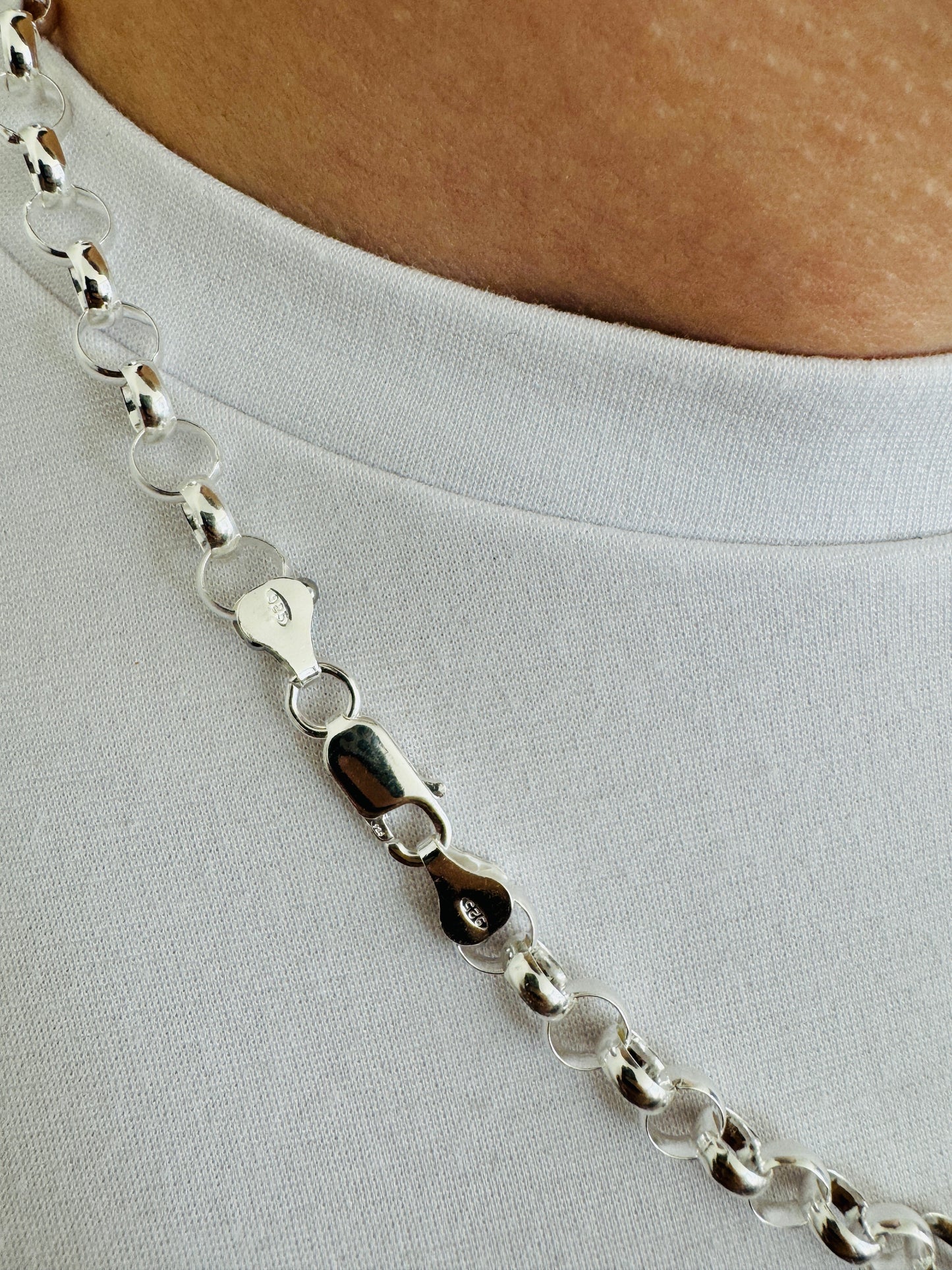 925 Sterling Silver 7mm Round Belcher Chain