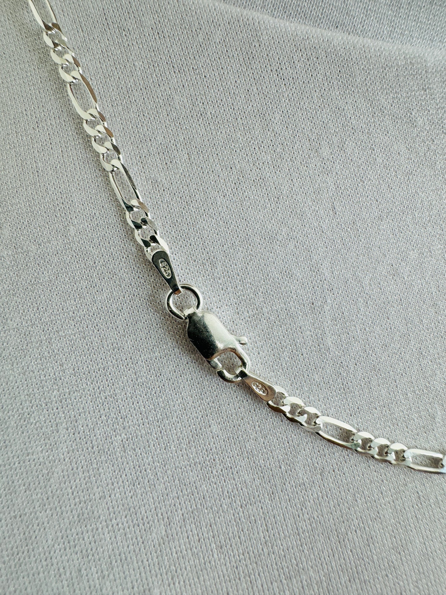 925 Sterling Silver Mens 2.5mm Figaro Chain