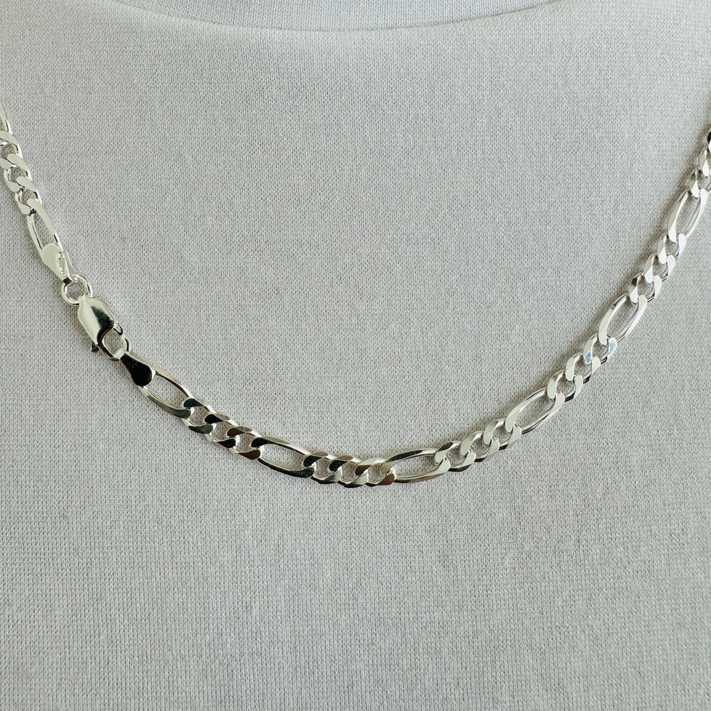 925 Sterling Silver Mens 4.5mm Figaro Chain