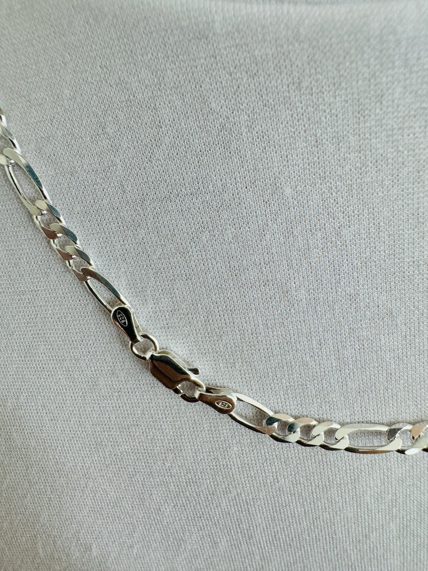925 Sterling Silver Mens 4.5mm Figaro Chain