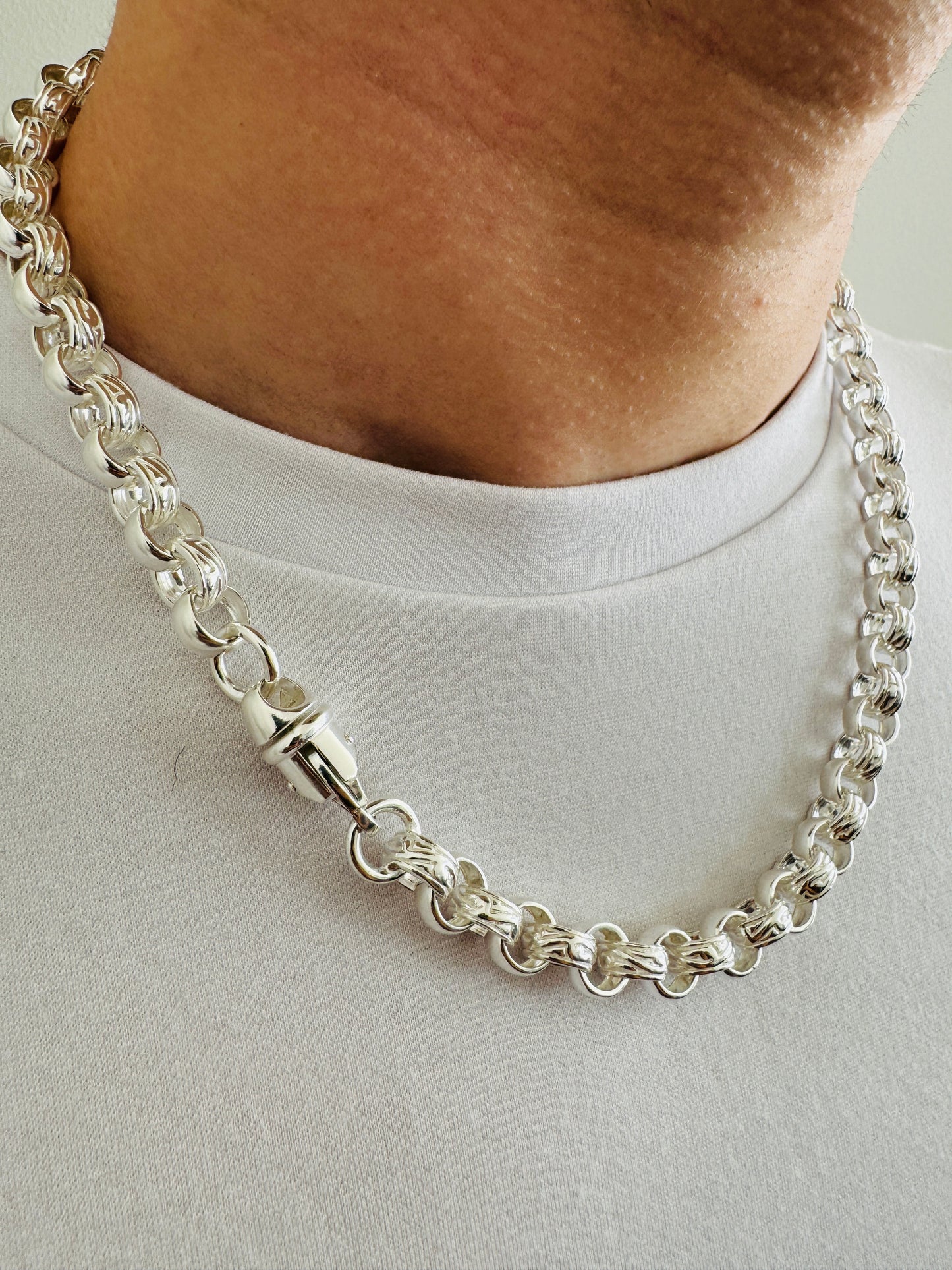 925 Sterling Silver 10mm Round Belcher Chain