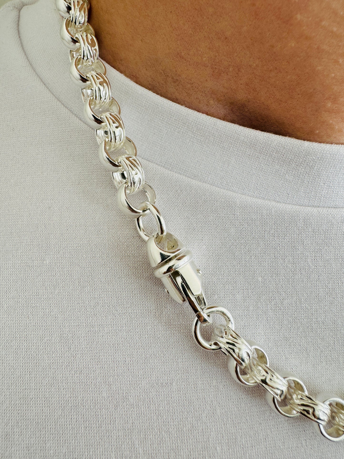925 Sterling Silver 10mm Round Belcher Chain