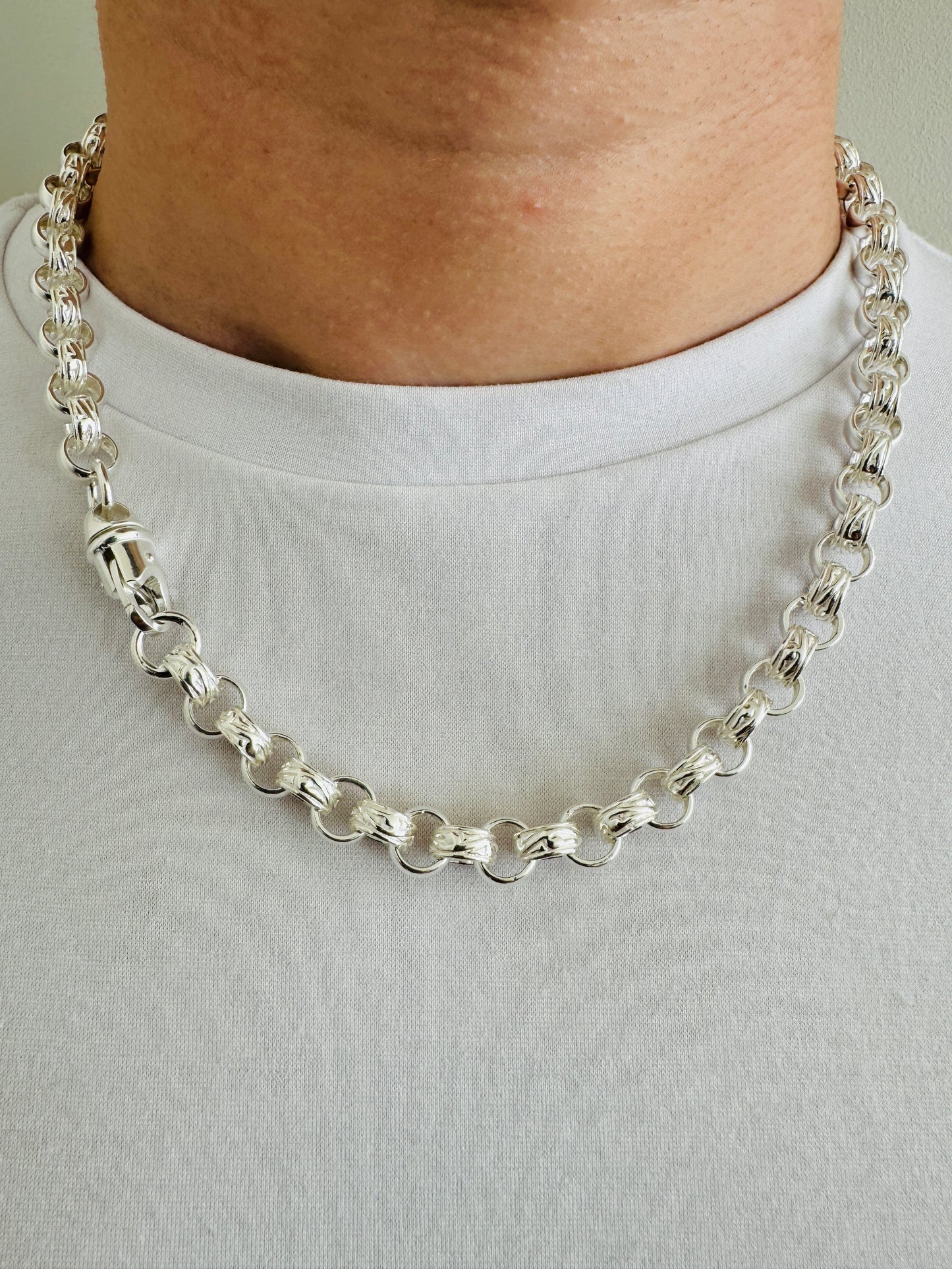 925 Sterling Silver 10mm Round Belcher Chain