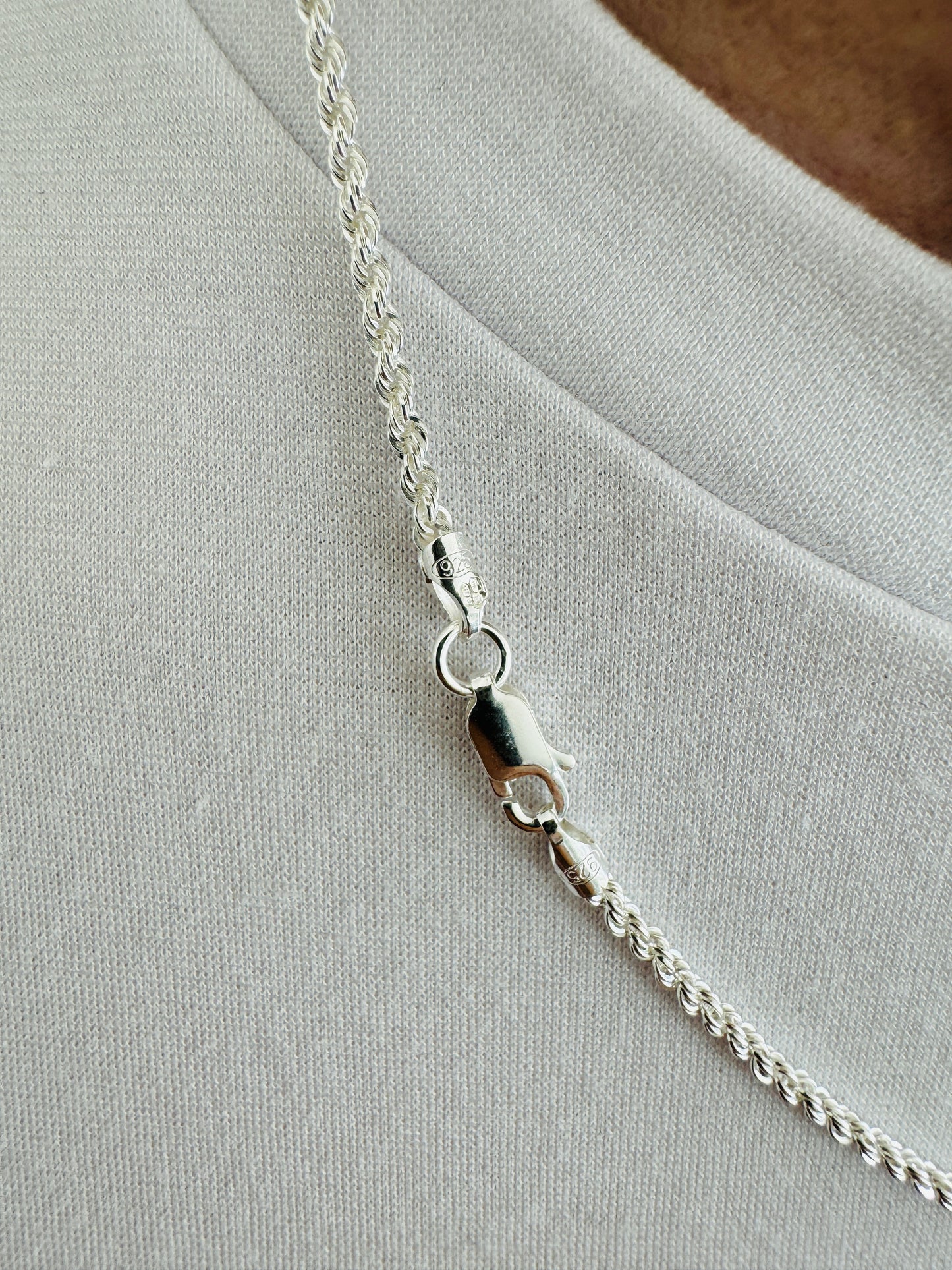 925 Sterling Silver Mens 2.5mm Twisted Rope Chain