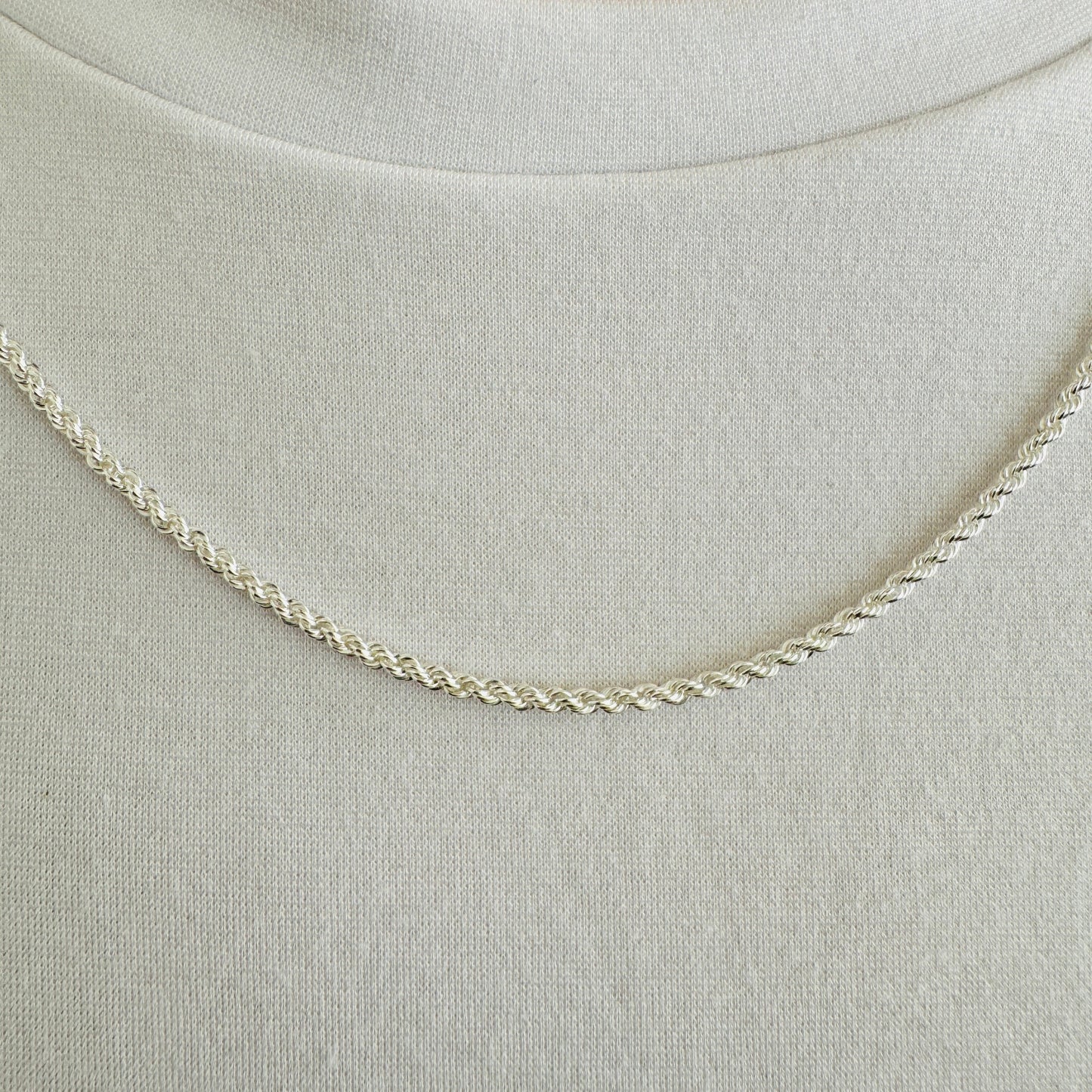 925 Sterling Silver Mens 2.5mm Twisted Rope Chain