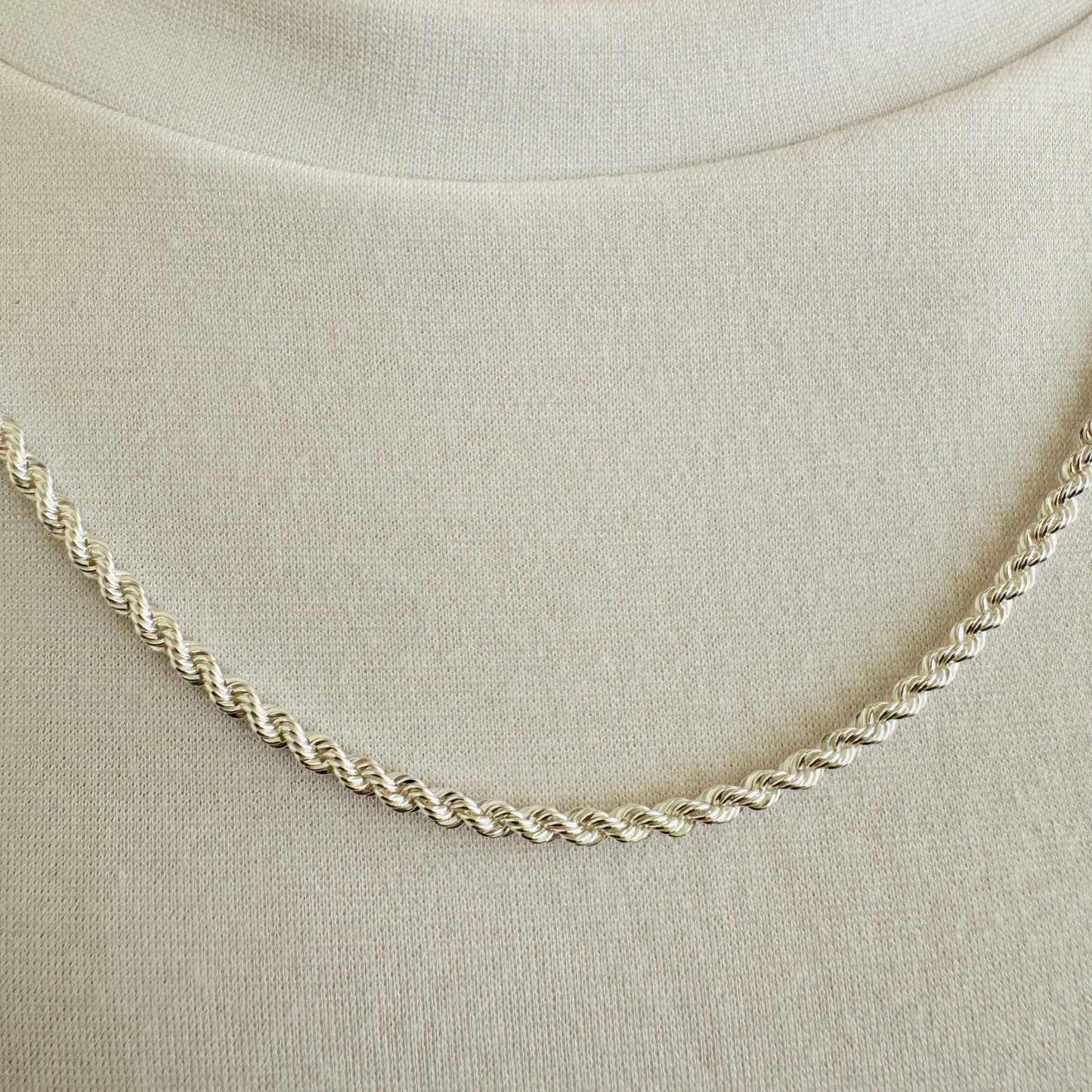 925 Sterling Silver Mens 3mm Twisted Rope Chain