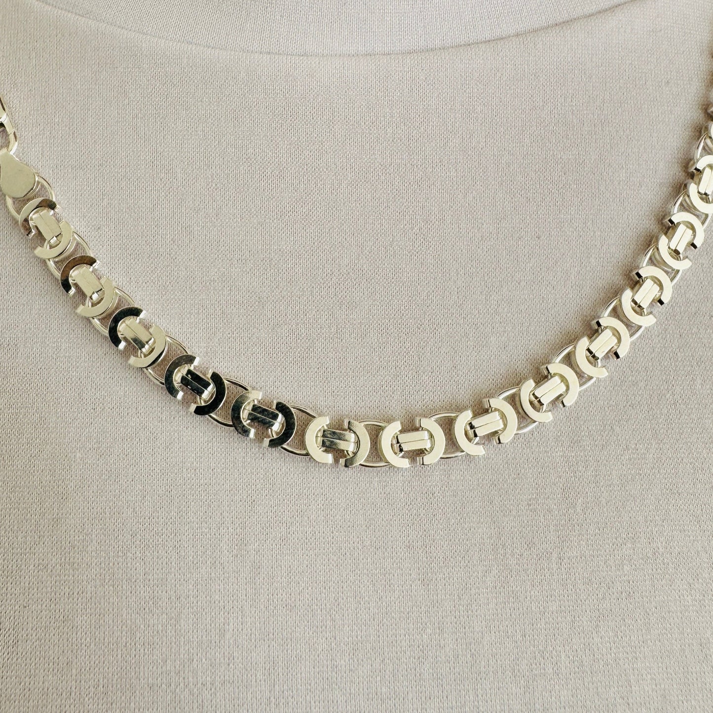 925 Sterling Silver Mens 6mm Flat Byzantine Chain