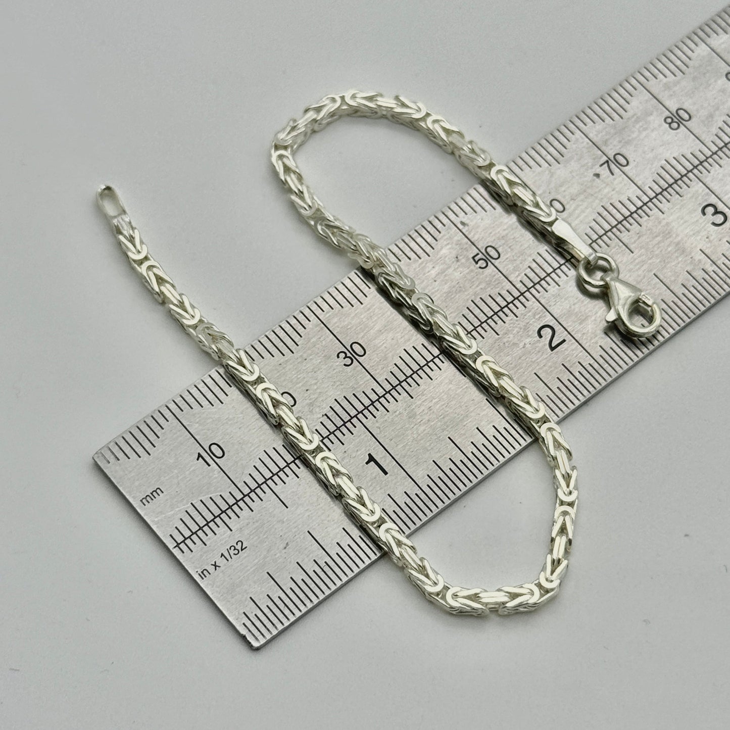925 Sterling Silver 2.5mm Square Byzantine Bracelet 8 INCH